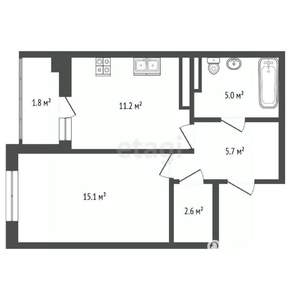 1-к квартира, вторичка, 40м2, 12/25 этаж