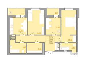 3-к квартира, вторичка, 85м2, 5/22 этаж