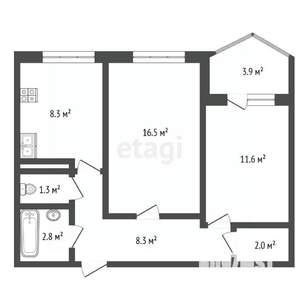 2-к квартира, вторичка, 51м2, 6/9 этаж