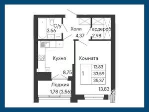 1-к квартира, вторичка, 35м2, 2/8 этаж