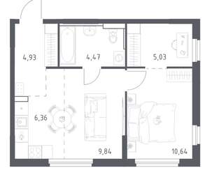 1-к квартира, вторичка, 41м2, 4/17 этаж