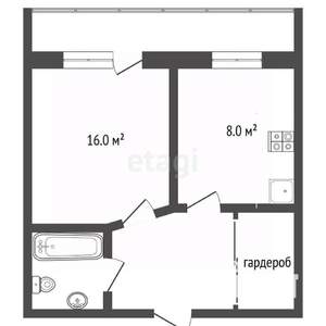 1-к квартира, вторичка, 40м2, 2/4 этаж