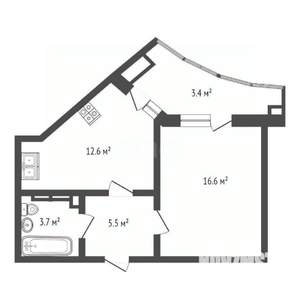 1-к квартира, вторичка, 42м2, 17/22 этаж
