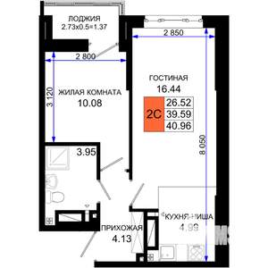 1-к квартира, вторичка, 41м2, 2/25 этаж