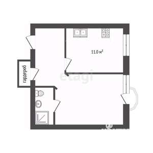 1-к квартира, вторичка, 31м2, 2/6 этаж