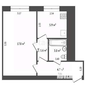 1-к квартира, вторичка, 33м2, 1/5 этаж
