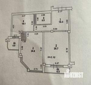 2-к квартира, вторичка, 94м2, 13/17 этаж