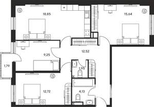 3-к квартира, вторичка, 76м2, 23/25 этаж