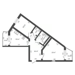 2-к квартира, вторичка, 62м2, 9/14 этаж