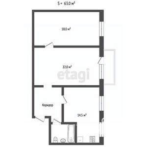 2-к квартира, вторичка, 62м2, 4/5 этаж