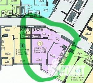 1-к квартира, вторичка, 46м2, 9/25 этаж