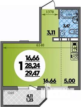 Студия квартира, строящийся дом, 29м2, 1/17 этаж