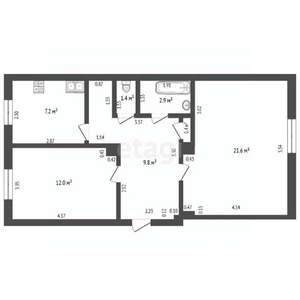 2-к квартира, вторичка, 57м2, 1/3 этаж