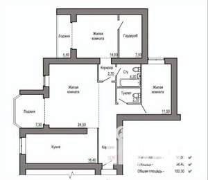 3-к квартира, вторичка, 102м2, 11/18 этаж