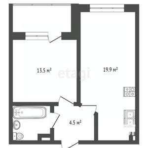 1-к квартира, вторичка, 44м2, 2/16 этаж