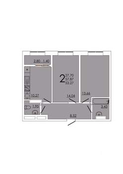 2-к квартира, вторичка, 53м2, 4/24 этаж