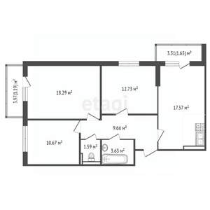 3-к квартира, вторичка, 77м2, 10/18 этаж