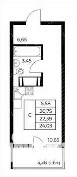 Студия квартира, вторичка, 24м2, 14/25 этаж