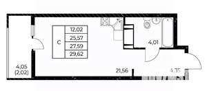 Студия квартира, вторичка, 30м2, 10/25 этаж