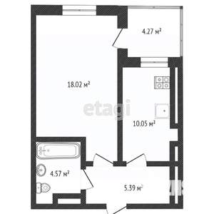 1-к квартира, вторичка, 44м2, 16/26 этаж