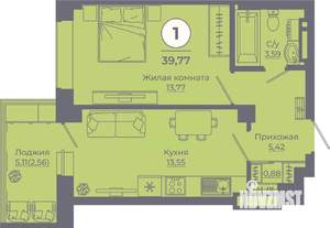 1-к квартира, вторичка, 39м2, 21/24 этаж