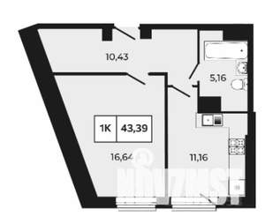 1-к квартира, вторичка, 43м2, 3/21 этаж