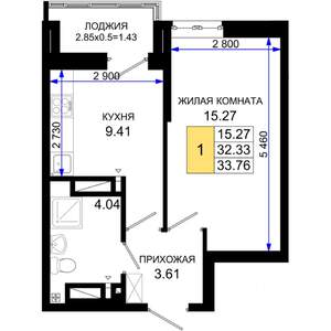 1-к квартира, вторичка, 34м2, 2/25 этаж
