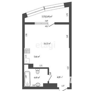 Студия квартира, вторичка, 41м2, 13/24 этаж