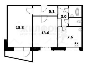 2-к квартира, вторичка, 58м2, 1/10 этаж