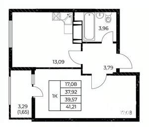 1-к квартира, вторичка, 41м2, 13/25 этаж