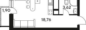 Студия квартира, вторичка, 24м2, 21/25 этаж