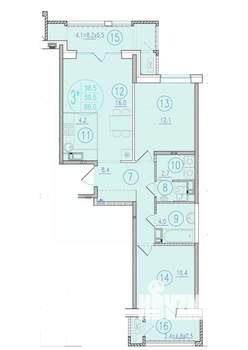 2-к квартира, вторичка, 66м2, 4/24 этаж