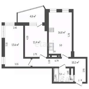 2-к квартира, вторичка, 57м2, 10/26 этаж