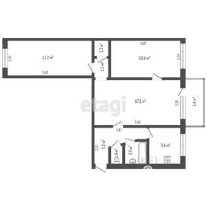 3-к квартира, вторичка, 56м2, 5/6 этаж