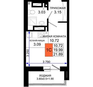 Студия квартира, вторичка, 22м2, 18/25 этаж