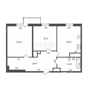 2-к квартира, вторичка, 48м2, 17/25 этаж