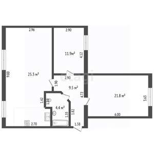 2-к квартира, вторичка, 73м2, 2/6 этаж