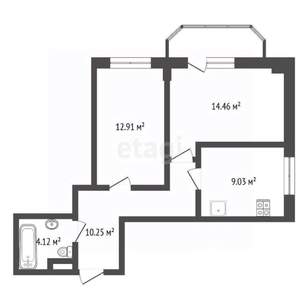 2-к квартира, вторичка, 55м2, 4/19 этаж