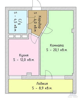 1-к квартира, вторичка, 41м2, 12/15 этаж