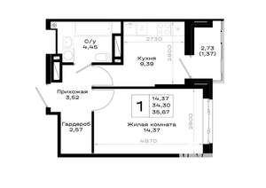 1-к квартира, вторичка, 36м2, 3/20 этаж