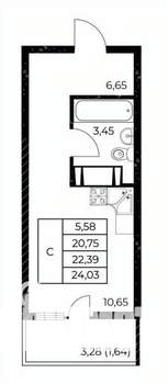 Студия квартира, вторичка, 24м2, 5/25 этаж