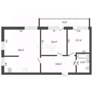 3-к квартира, вторичка, 89м2, 6/8 этаж