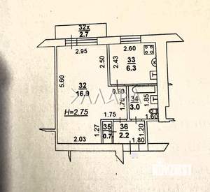 1-к квартира, вторичка, 33м2, 4/5 этаж