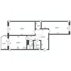 2-к квартира, вторичка, 74м2, 12/19 этаж