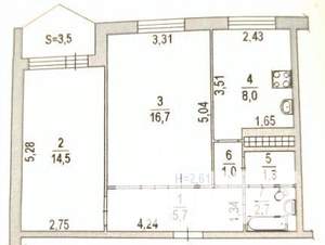 2-к квартира, вторичка, 52м2, 9/9 этаж