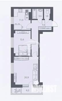 2-к квартира, вторичка, 68м2, 13/17 этаж