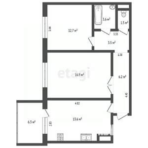 2-к квартира, вторичка, 57м2, 4/10 этаж