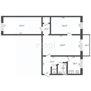 3-к квартира, вторичка, 56м2, 5/5 этаж