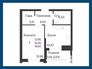 1-к квартира, вторичка, 38м2, 7/8 этаж