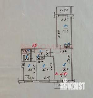 3-к квартира, вторичка, 62м2, 9/9 этаж